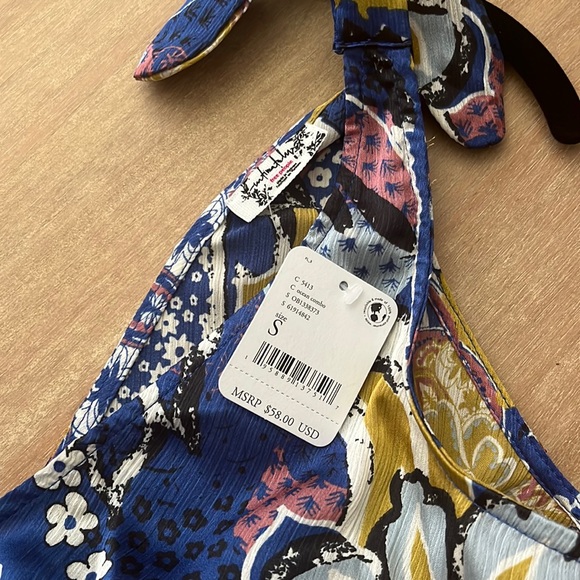 Free People Floral Crop Tank Top with Tie Straps - Picture 6 of 6